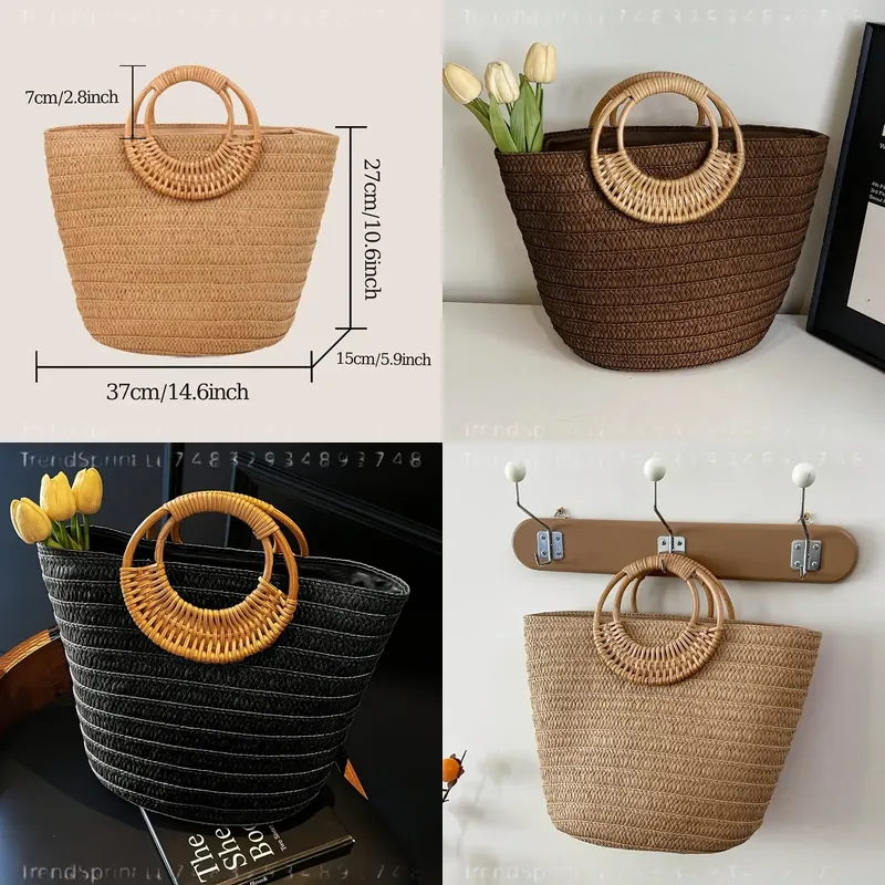 Tote Bag Beach - حقيبة يد نسائية صيفية منسوجة من