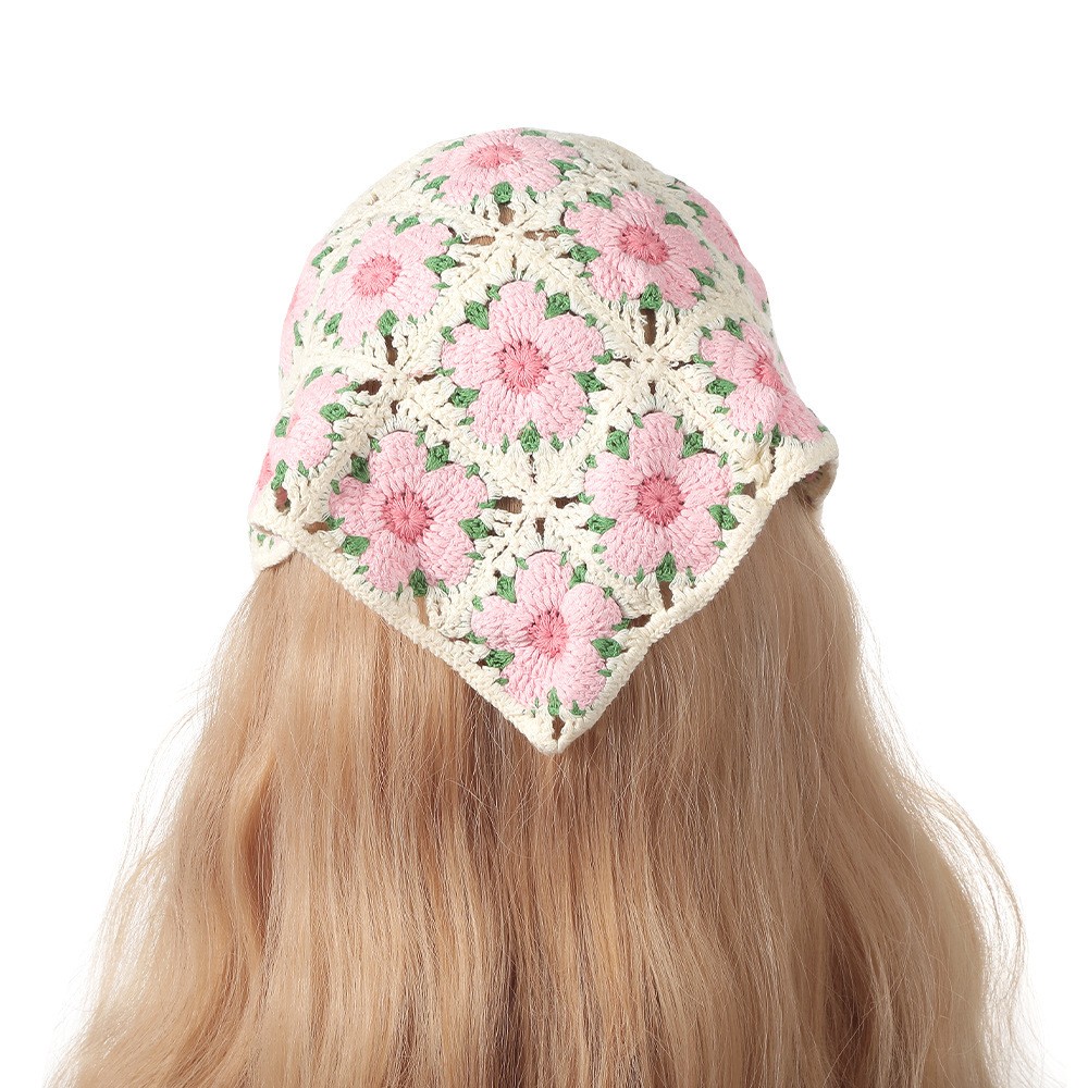 Headband Summer Knit - خمر النسيج الحياكة زهرة مثلث الحجاب