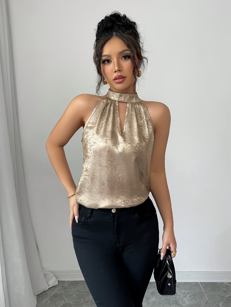 بلوزة نسائية ذهبية لامعة بتصمي - مراجعة Blouse Off Shoulder وسعره